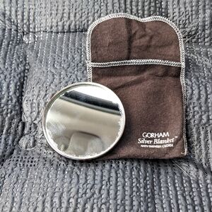 Gorham Silver Mirror with Brown Anti-Tarnish Pouch